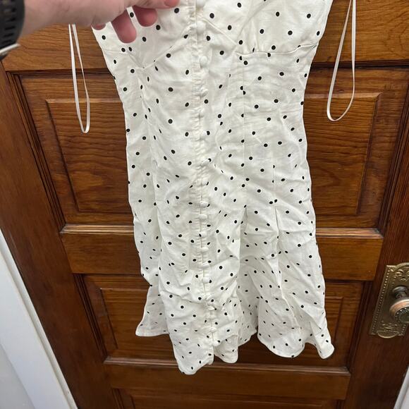 Zara White Polka Dot Dress V Neck Backless High Waist Sleeveless sz M NWT's - Picture 11 of 16